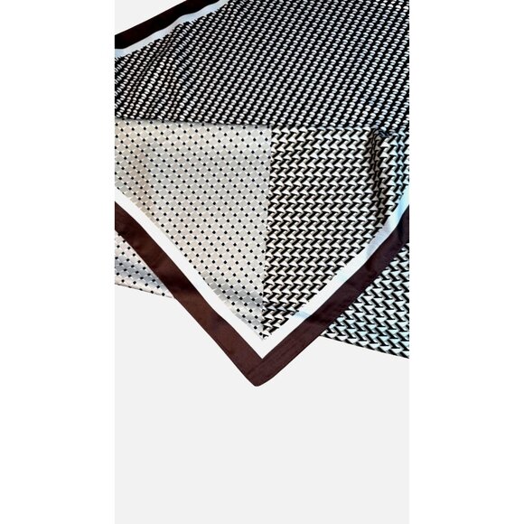 2/$30 NEW Colorful Minimalist Taupe Brown Geometric Printed Silky Fashion Scarf - Picture 3 of 6